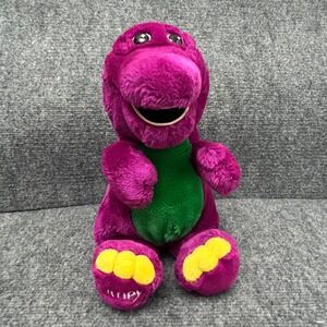 Vintage Barney the Dinosaur Plush Purple Green Stuffed Animal 13 Inch Toy